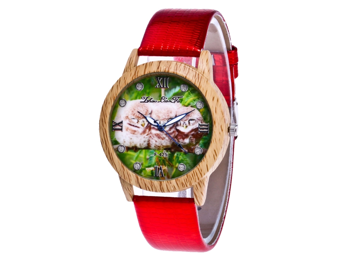 Relógio Zhoulianfa Fashion Retro com Pulseira de Couro e Movimento de Quartzo (Vermelho)
