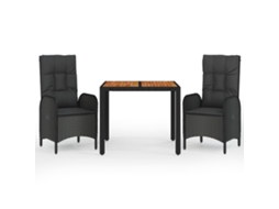 Garden Dining Set, Garden Dining Sets Vidaxl Preto Rattan / Vime (mesa Com 90 Cm De Comprimento)