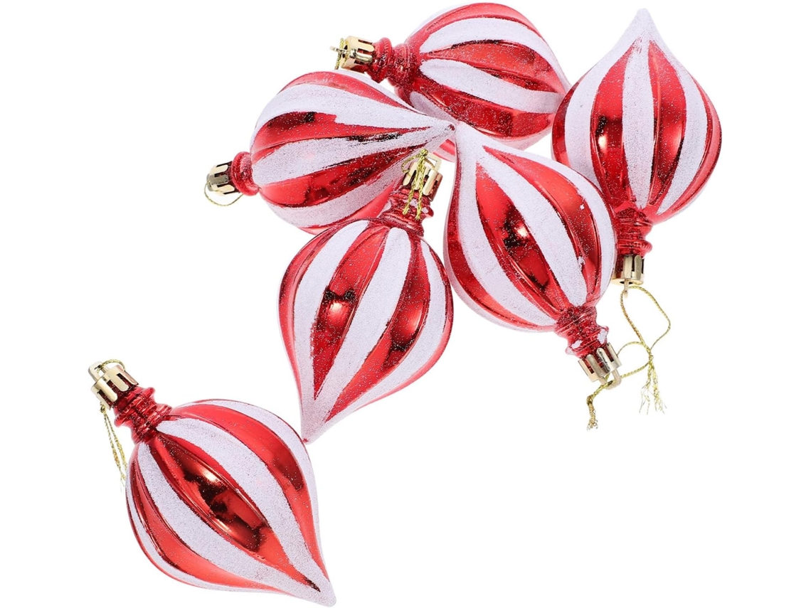 Conjunto De 6 Bolas De Natal Decorativas De Plástico Vermelhas.