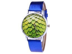 Reloj De Cuero Pu Unisex Moda Simple De Cuarzo T434-yx Azul