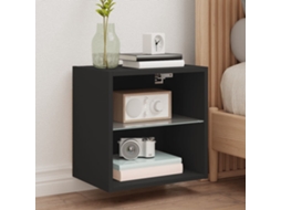 Vidaxl Mesa de Cabeceira de Parede com Luzes Led Preto
