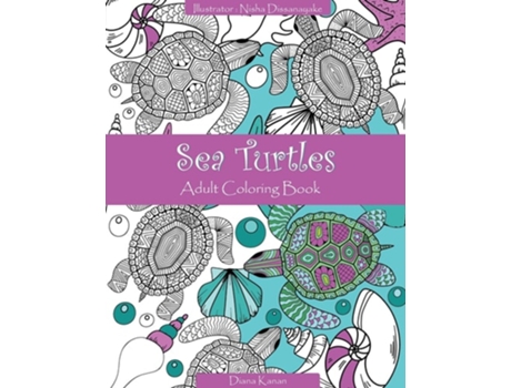 Livro Sea Turtles Adult Coloring Book de Diana Kanan (Inglês)