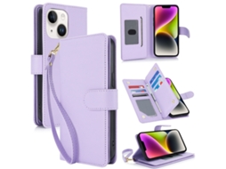 Capa Carteira De Couro Para Iphone 14 Plus - Com Rfid - Para Vários Cartões