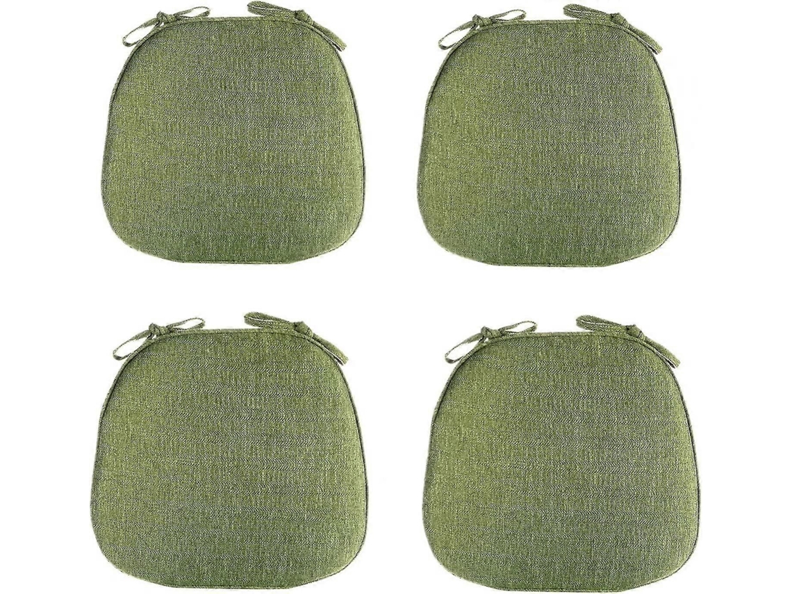 Rebe cojines de Silla de Comedor Set de 4 Almohadillas U no Deslizantes Con Lazos Lavables Color Verde