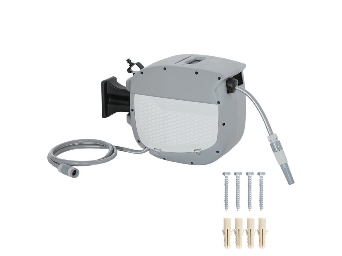 Carretel de Mangueira de 20+1.9 M com Bico de 2 Modos, Bloqueio Automático e Retrátil 180° Cinza S/MARCA