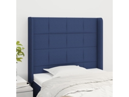Vidaxl Cabeceira De Cama C/ Abas Tecido 93x16x118/128 Cm Azul