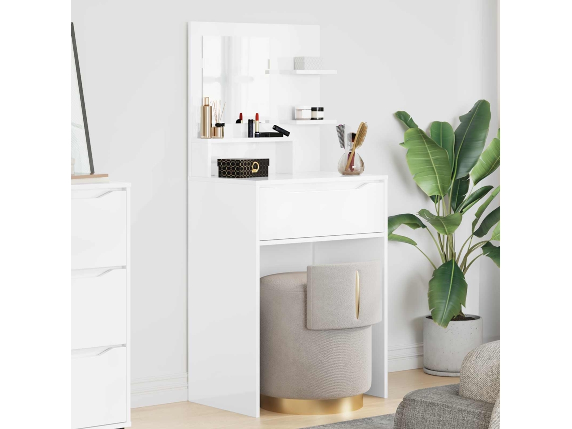 Vidaxl Mesas De Maquiagem Para Quarto Com Gaveta Branco Brilhante