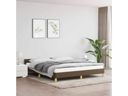 Estrutura De Cama Sem Colchão 160x200 Cm Tecido Castanho-escuro