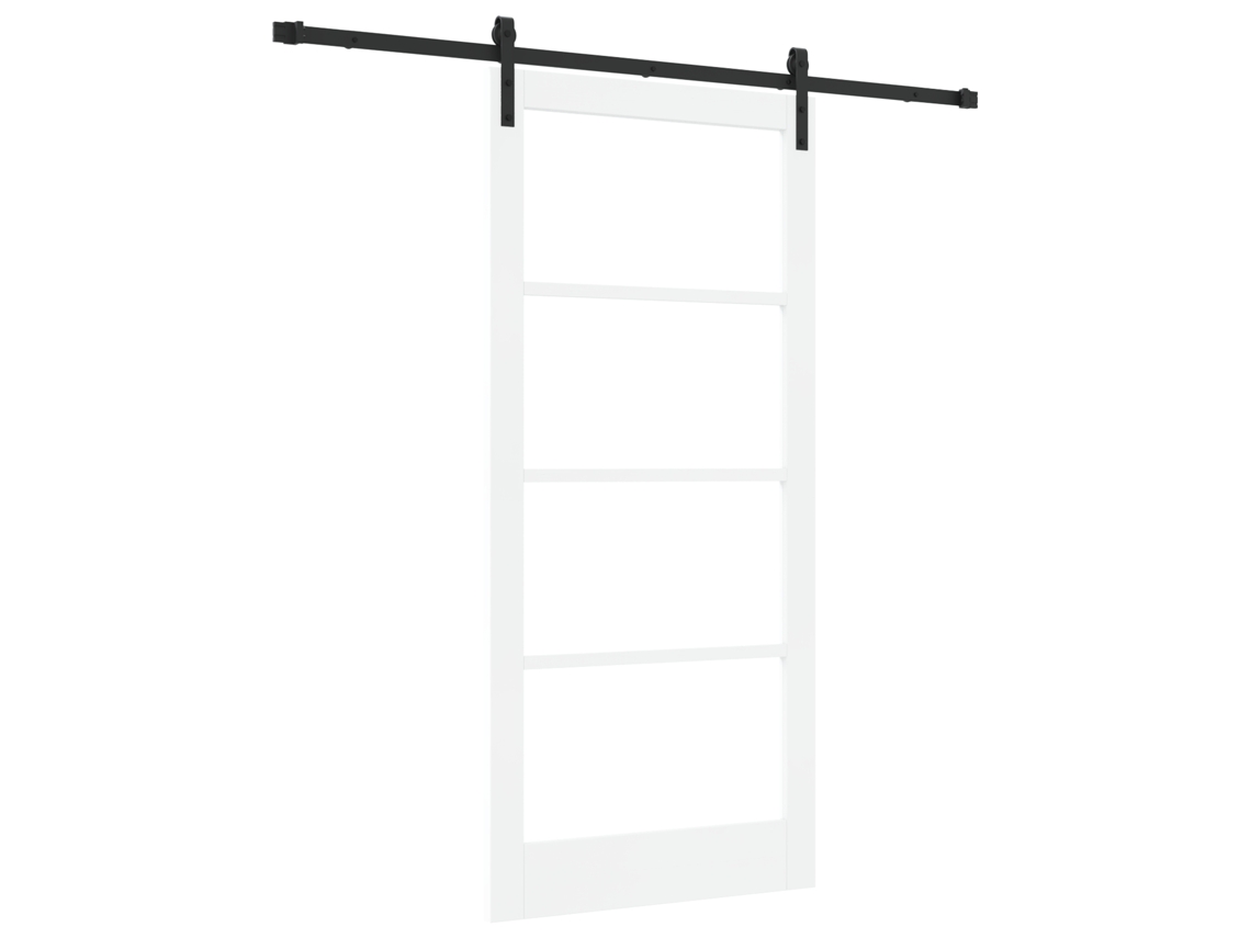 Conjunto 1 Porta Deslizante Vidaxl Branco Madeira De Pinho Maciça (93 X 202 Cm)