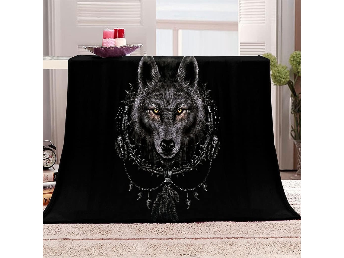 Manta de Flanela Fansu Estampa Lobo em 3d Colcha Microfibra Macia e Quente para o Inverno Ideal Sofá Adequada