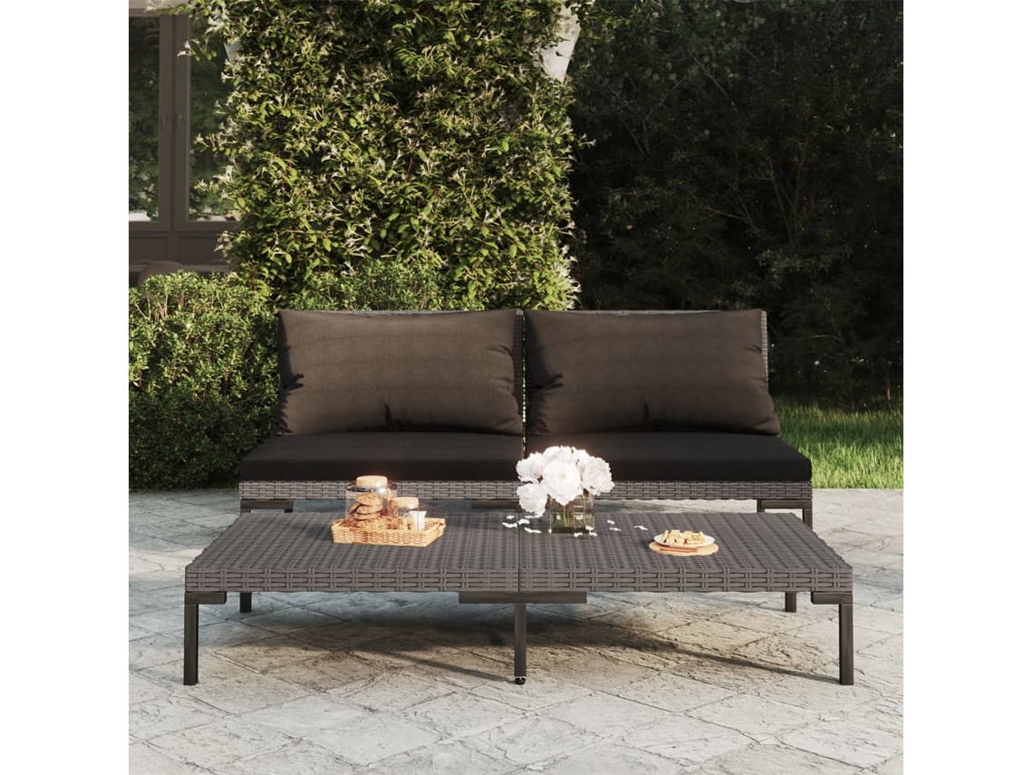 Sofás De Jardim Com Almofadas Semicircular 2 Pcs Vime Pe Lovely Home