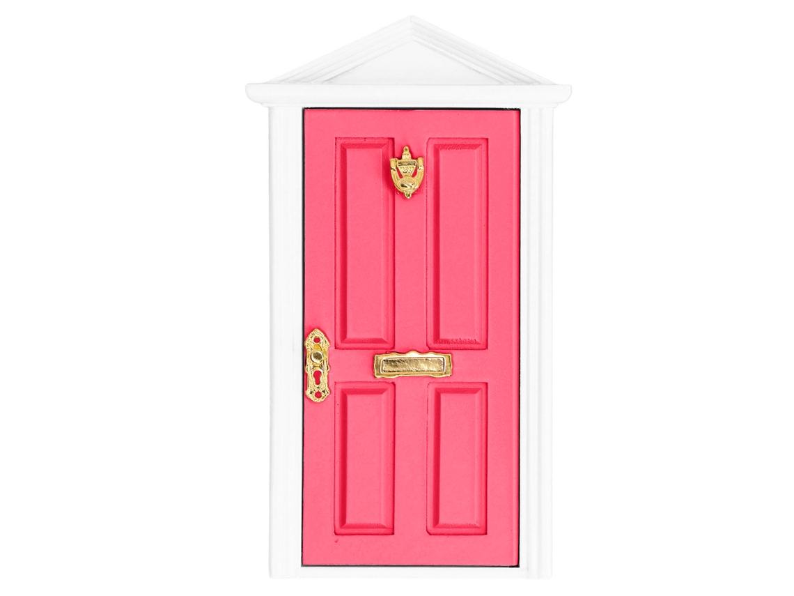 Porta de madeira em miniatura colorida 2026 com detalhes vívidos, porta de fada para casa de bonecas 1:12, presente, vermelho e rosa.
