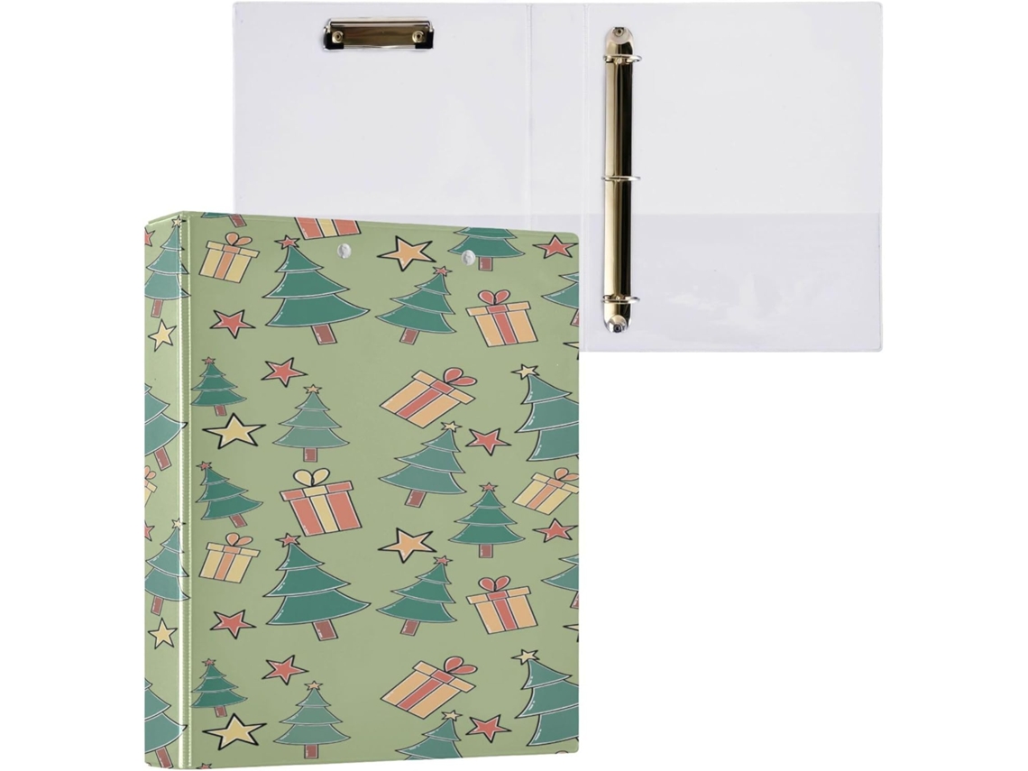 Conjunto de 2 Pastas Três Argolas com Capa Bolso, Material Escolar, Dura, Estampa Feliz Ano Novo 27 X (3,8 Cm)