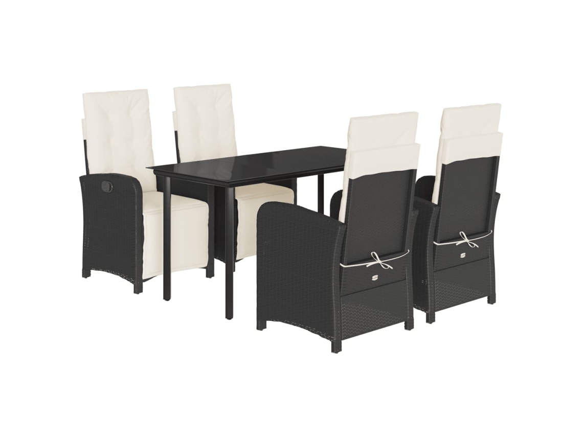 Conjunto de 5 Jantar para Jardim com Almofadões Vime Pe Preto MAISON EXCLUSIVE