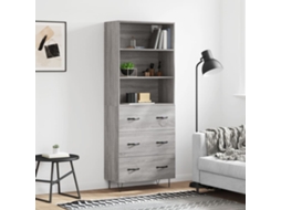 Vidaxl Armário Alto 69,5x34x180 Cm Derivados De Madeira Sonoma Cinza
