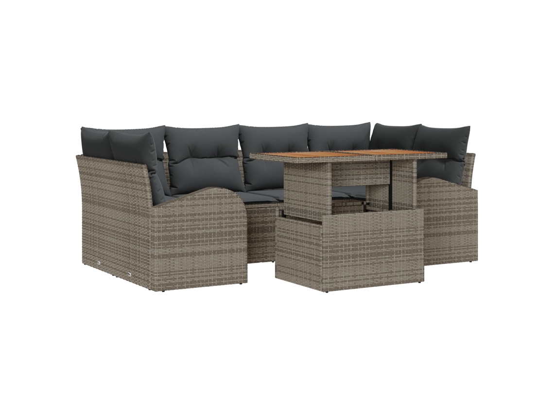 Conjunto 7 Móveis De Jardim Vidaxl Cinzento Vime Pe (100 X 55 X 73 Cm)