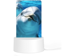 Luz Noturna Acrílica Com Base, Impressão Digital De Um Golfinho Sorridente, Luz Noturna Led Quarto