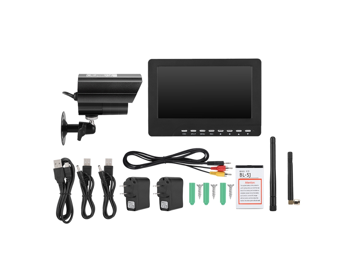 Kit De Equipamento De Câmera De Vigilância Sem Fio (monitor De Cor Hd De 7 Polegadas, Visão Noturna)