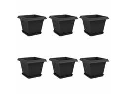 Vidaxl Vasos De Plantas 6 Pcs Preto 28,5 X 28,5 X 22 Cm Plástico