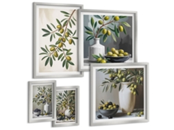 Galeria De Pinturas Murais Plantas Suculentas Em Verde Turquesa Moldura Prateada Fotos Para O Escritório Espelharte (conjunto De 5 Imagens)
