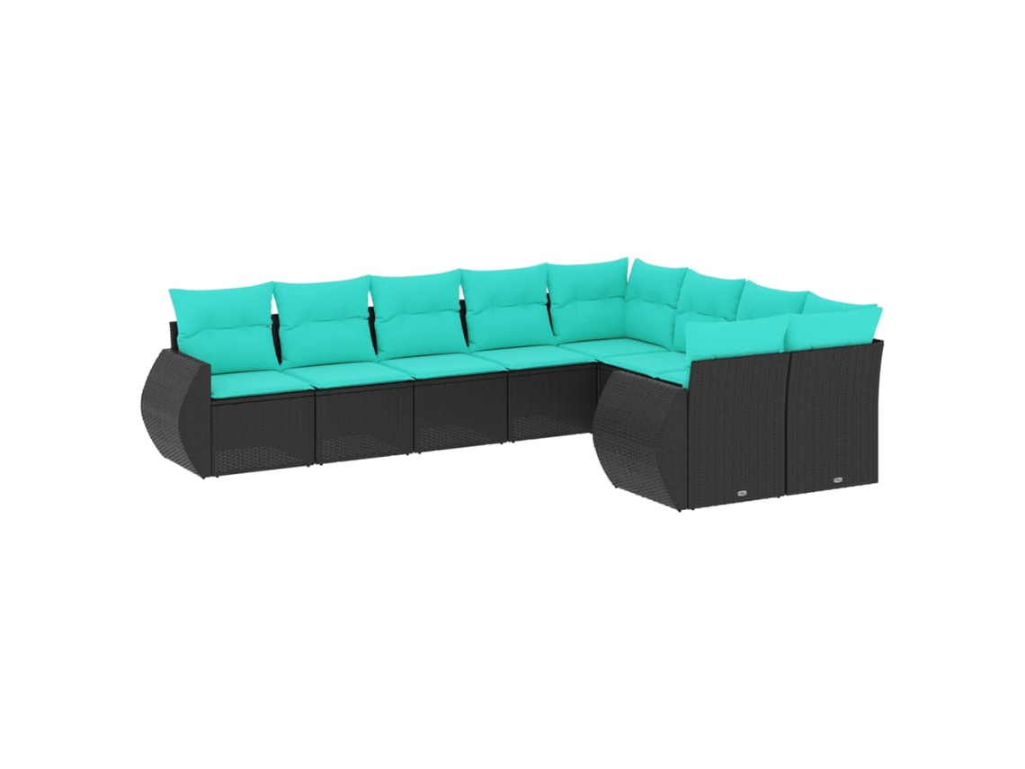 Conjunto de Sofá de Jardim, 5 Peças, Almofadas, Rattan Preto MAISON EXCLUSIVE