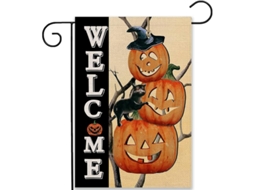 Banner Jardim De Abóbora De Halloween, Banner De Jardim De Gato Abóbora De Saco Duas Faces Assustador De Halloween