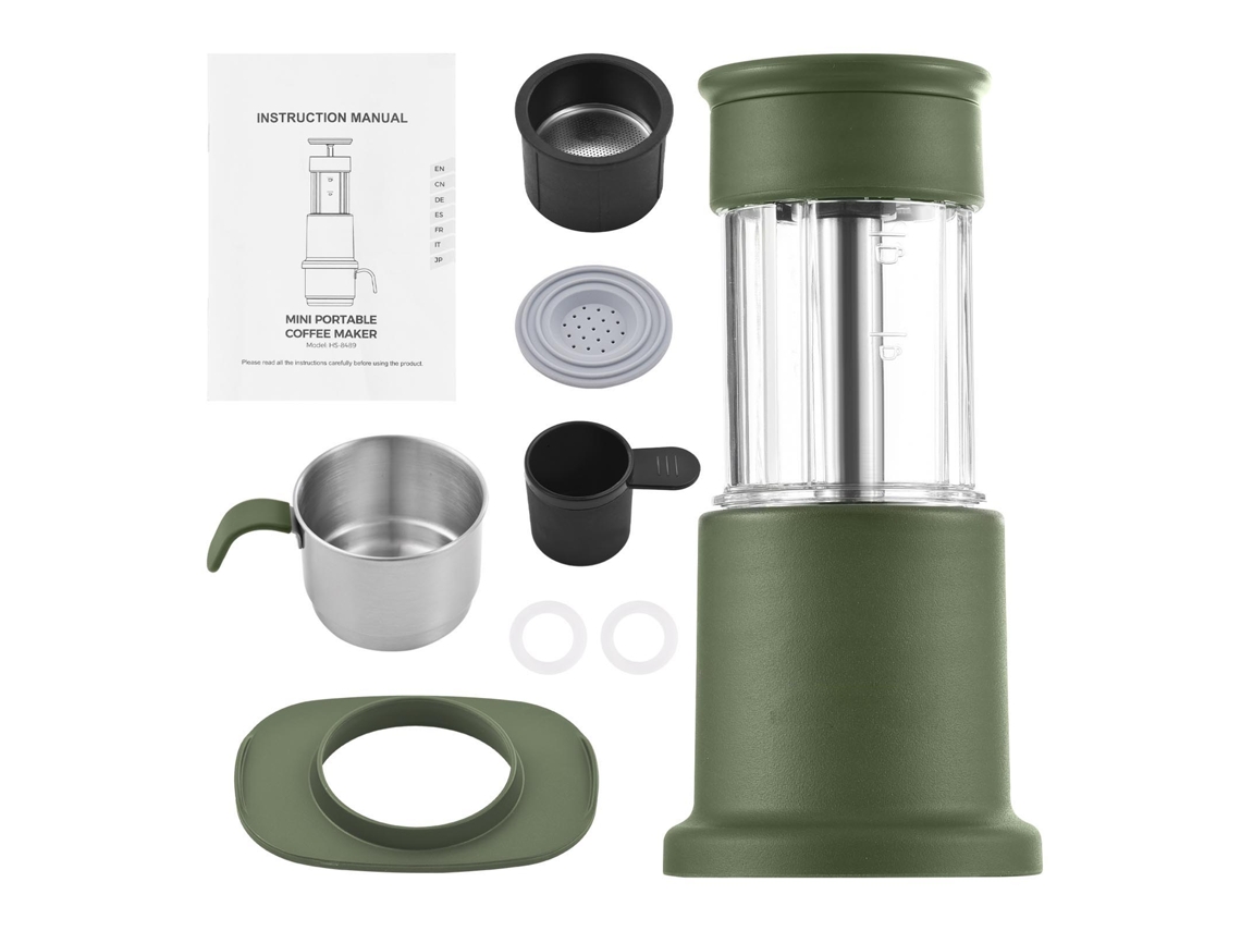 Cafeteira Portátil Laxiscreed 2-em-1 Manual E Compatível Com Cápsulas, Para Café A Qualquer Hora