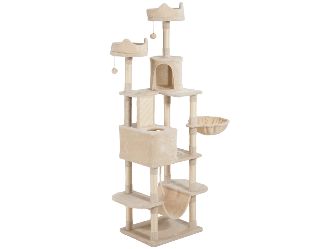 Torre para Gatos de 173cm com plataformas, caverna, bolas, rede, bege S/MARCA