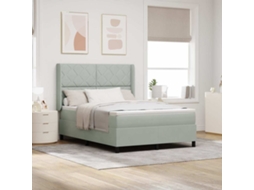 Vidaxl Cama Box Com Fitas Led Cinzento-claro 140 X 200 Cm Veludo