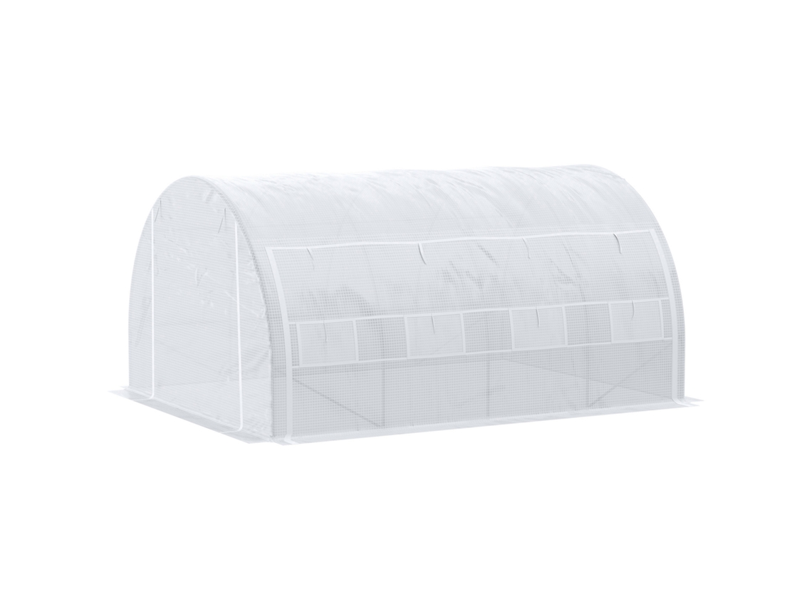 Estufa Túnel Jardim 4x3x2m S/MARCA (porta enrolável, 8 janelas, PE 140g/m², galvanizado)