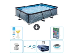 Piscina Exit Retangular Efeito Pedra 300x200x65 Cm 5 peças EXIT TOYS
