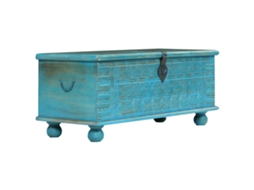 Vidaxl Arca De Arrumos Madeira Mangueira Maciça 100x40x41 Cm Azul