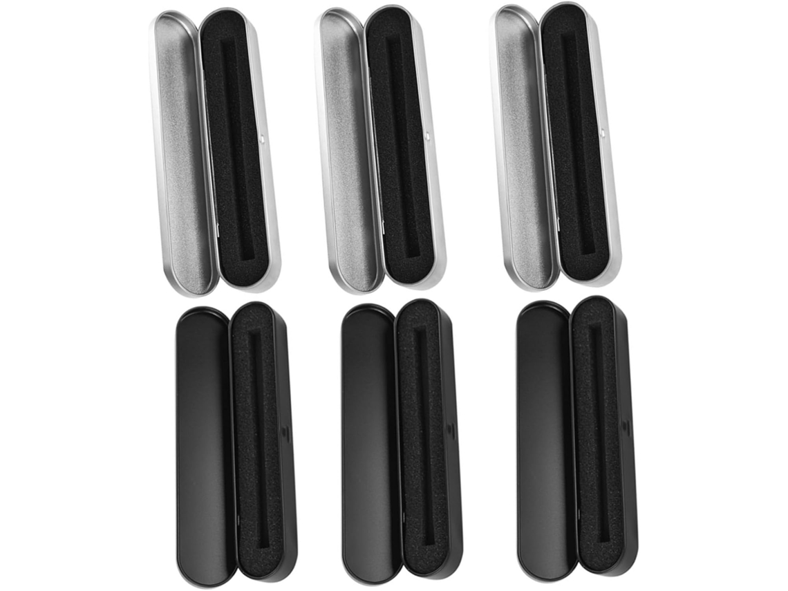 6 Caneta em Preta, para Escritório, Conjunto de 6 Estojos Retangulares de Metal com Revestimento Interno CHABERLU