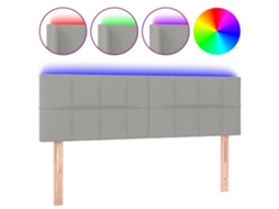 Cabeceira de Cama SFUSHOS com Luzes LED Tecido 144x5x78/88 cm Cinza Claro