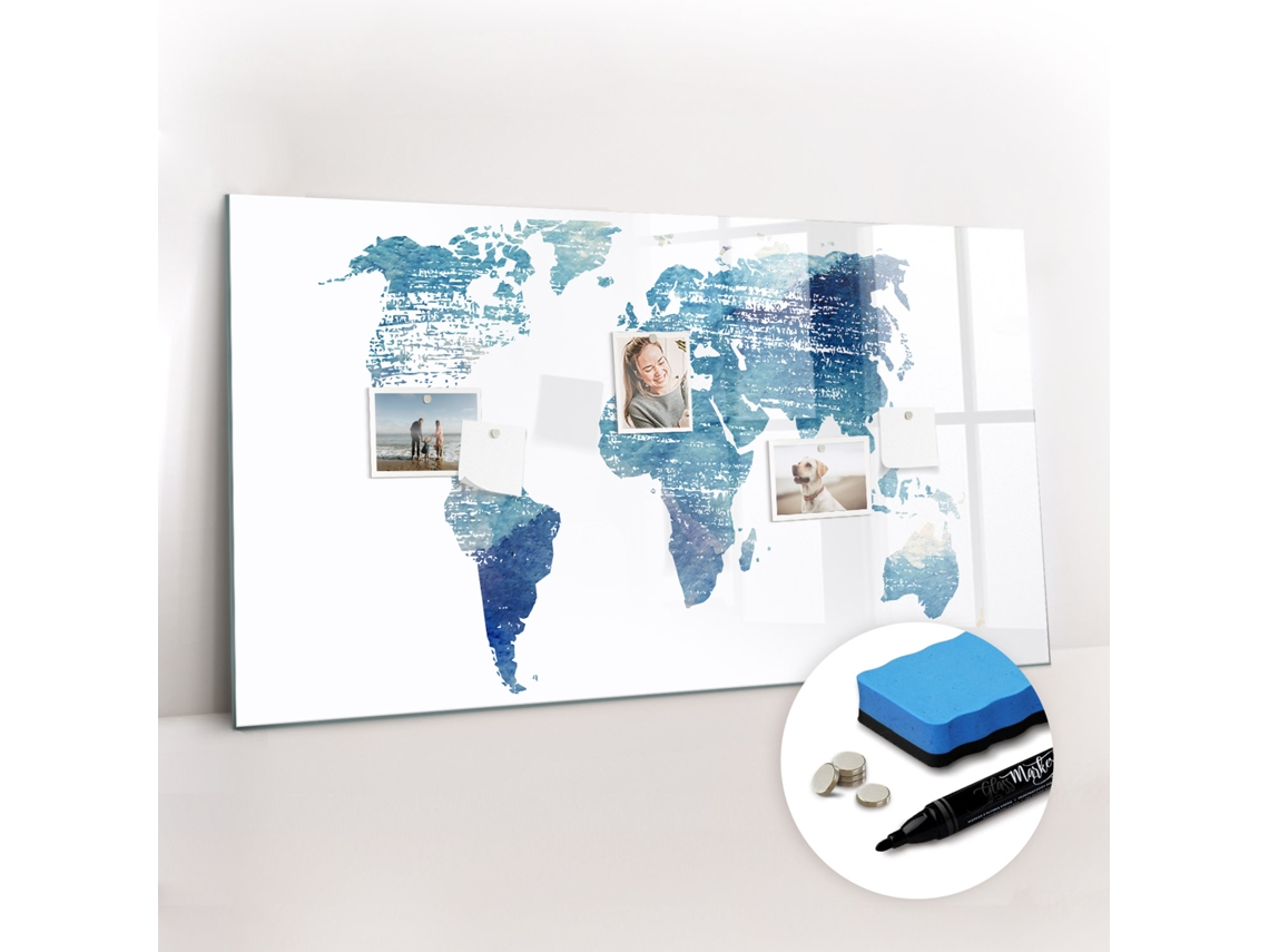 Quadro Magnético Decorativo Mapa-múndi Para A Cozinha Espelharte (120x60 Cm)