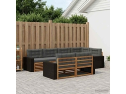 Vidaxl Conjunto De Sofás Para Exterior 7 Pcs Natural E Antracite