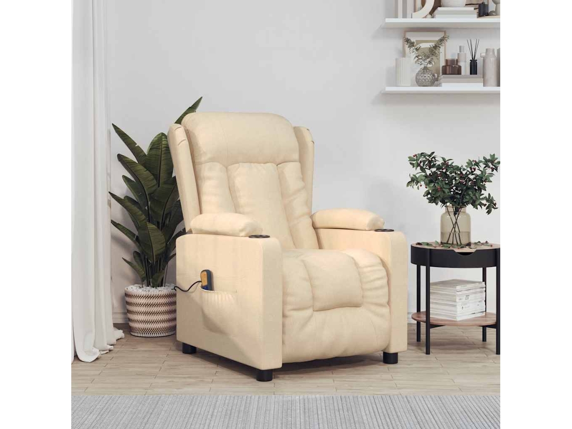 Vidaxl Poltrona De Massagens Tecido Cor Creme