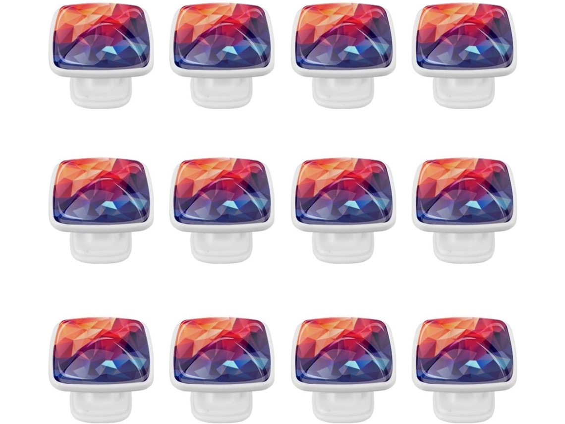Puxadores E Botões Quadrados Para Gavetas Armários, Conjunto De 12 Peças, Design Geométrico Abstrato Colorido, Puxadores