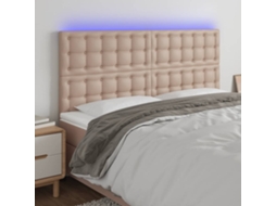 Vidaxl Cabeceira Cama C/ Led Couro Artif. 160x5x118/128 Cm Cappuccino