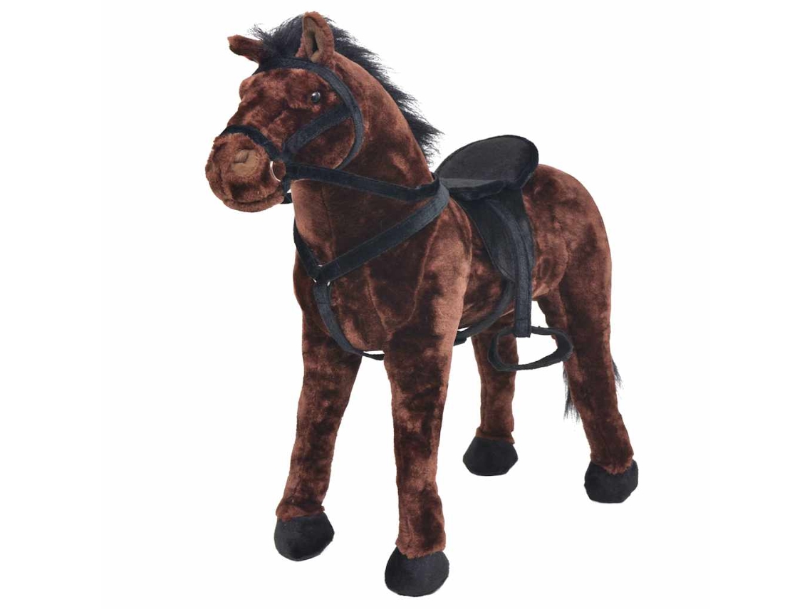 Vidaxl Cavalo De Montar Em Peluche Castanho Escuro Xxl