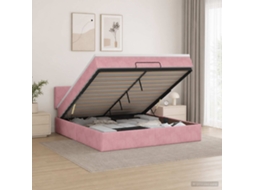 Vidaxl Cama Ottoman Com Colchão E Led Rosa 140 X 190 Cm Veludo