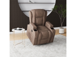 Cadeira de Massagem Elétrica SIMURQ Tecido Castanho Acolchoado 93x102x105cm Power Lift 8 Pontos com Aquecimento Usb Suporte Copos Sala Estar