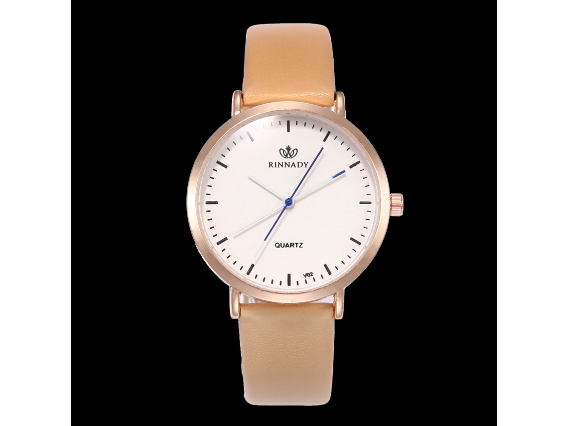 Reloj De Cuarzo Con Correa De Cuero Pu Unisex Casual Zhoulianfa (beige)