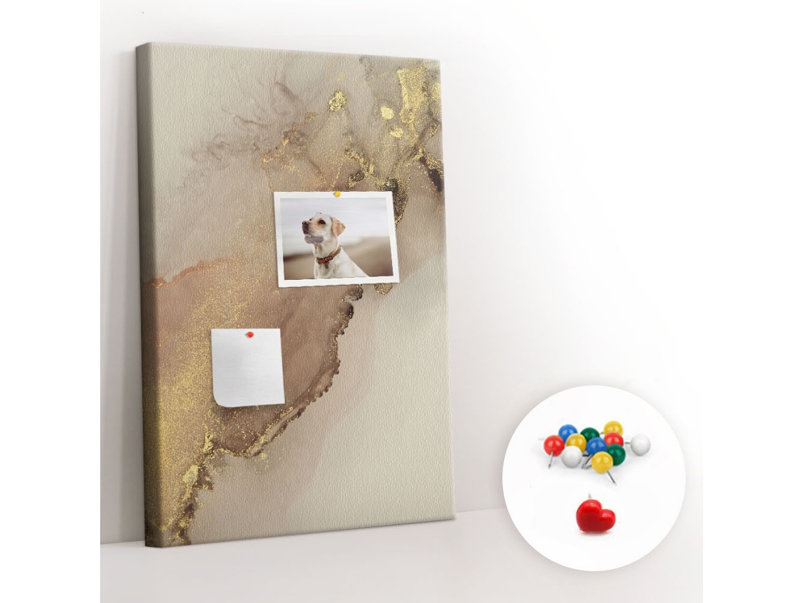 Quadro De Cortiça Com Impressão Mármore Com Glitter Para A Sala De Estar Espelharte (40x60 Cm)