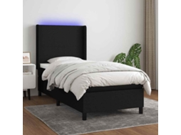 Vidaxl Cama Box Spring C/ Colchão E Led 80x200 Cm Tecido Preto