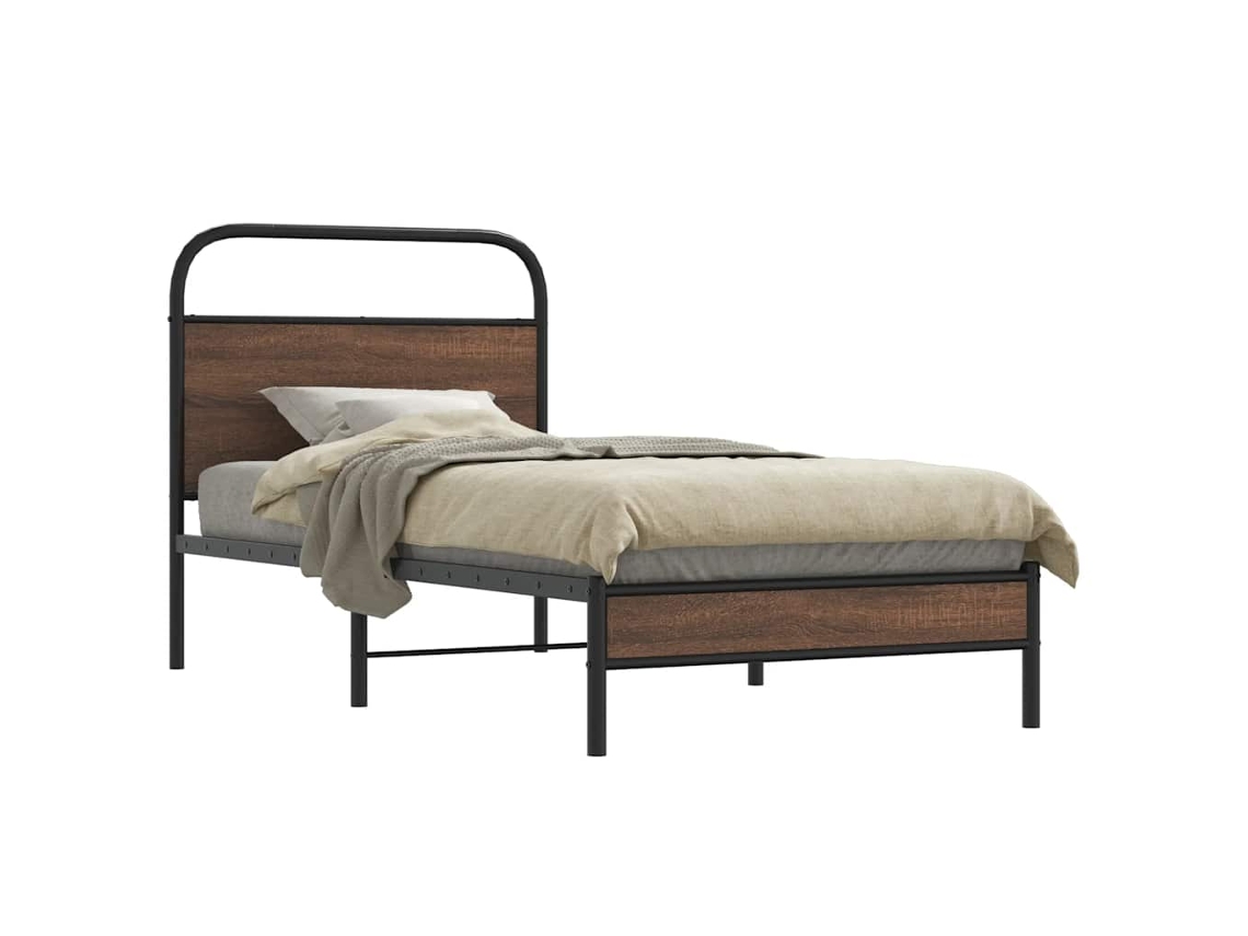Vidaxl Estrutura Cama S/ Colchão Derivados Madeira Carvalho Castanho