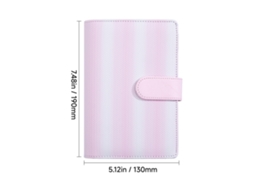 Aesthetic Fresh Loose Leaf Notebook With Eco Friendly Cover, Lined And Grid Pages, Rainbow Stripes Light Pink White