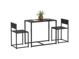 Conjunto 3pçs, Mesa + 2 Cadeiras Encaixáveis, Preto.