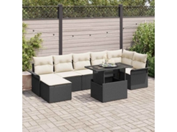 Vidaxl Conjunto De Sofá De Jardim 8 Unid. Preto Rattan Sintético
