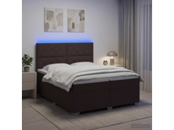 Vidaxl Cama Box Spring Com Colchão Marrom Escuro 200 X 200 Cm Tecido